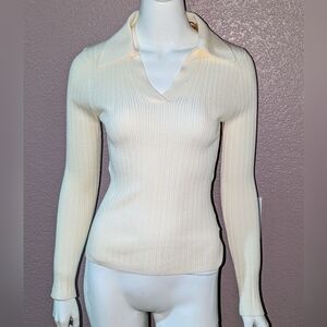 Bailey 44 Knit Ribbed Collared Top NWT Medium